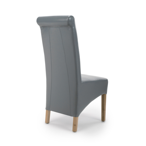 Krista Roll Back Bonded Leather Grey Dining Chair