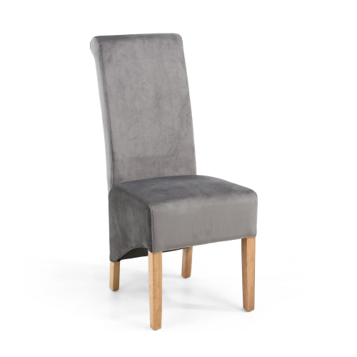 Krista Roll Back Brushed Velvet Grey Dining Chair