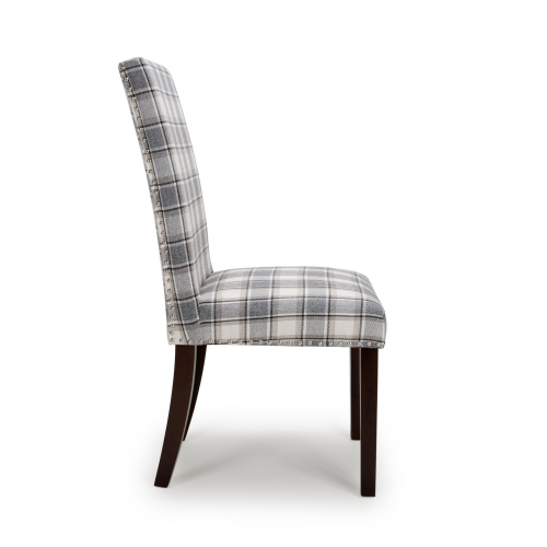 Ridley Herringbone Check Cappuccino Dining Chair in Walnut Legs