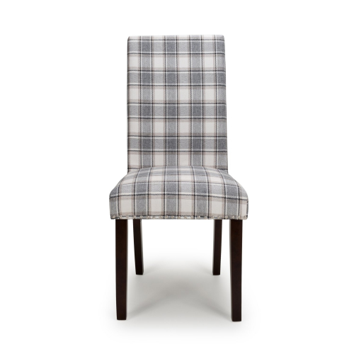 Ridley Herringbone Check Cappuccino Dining Chair in Walnut Legs