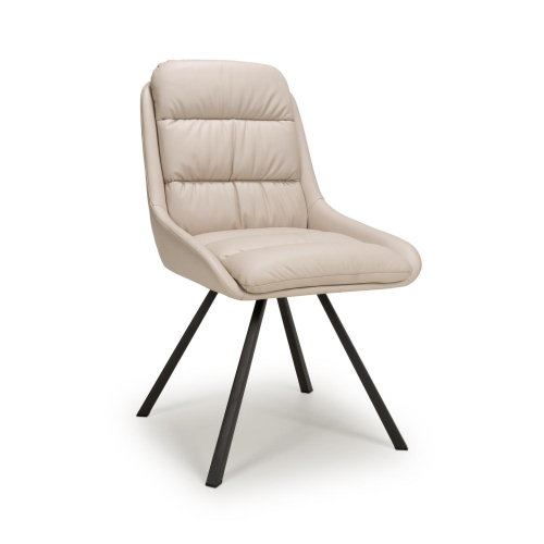 Arnhem Swivel Leather Effect Cream Dining Chair