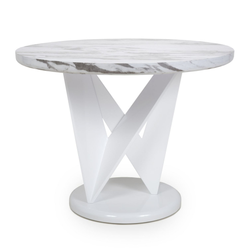 Saturn Round Marble Effect Grey/White Dining Table