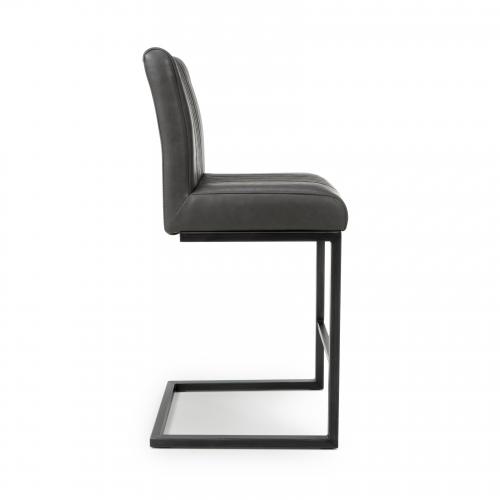 Archer Cantilever Leather Effect Grey Bar Chair