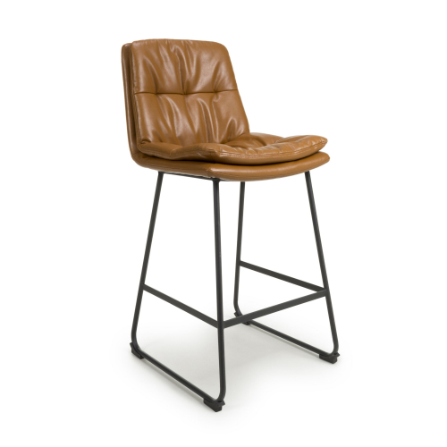 Argyle Leather Effect Tan Bar Chair