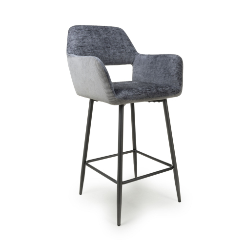 Sorento Chenille Corduroy Blue/Grey Bar Chair