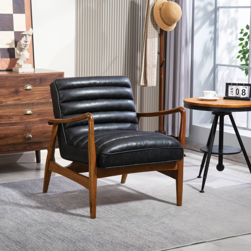 Club Leather Effect Black Armchair