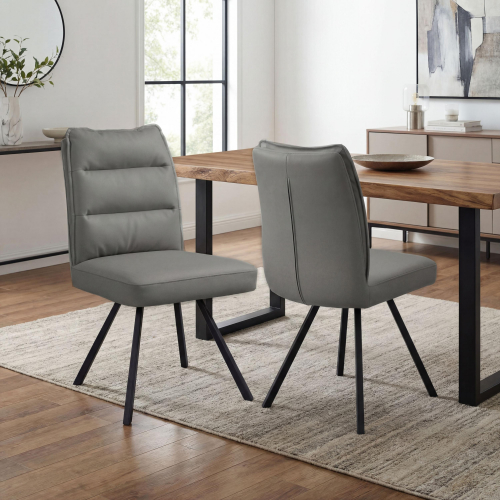 Stylus Leather Effect Dark Grey Dining Chair