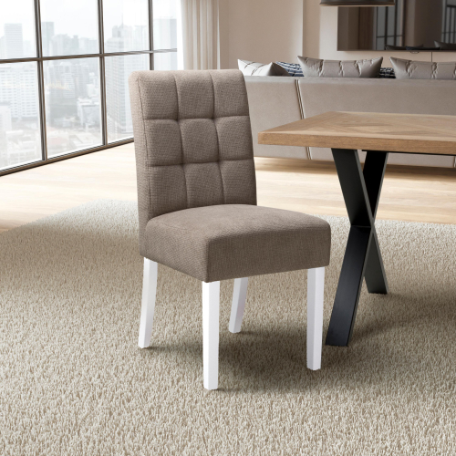 Moseley Flax Effect Light Brown Dining Chair in White Legs