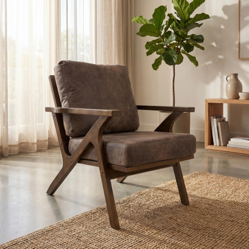 Hampton Suede Effect Brown Accent Chair