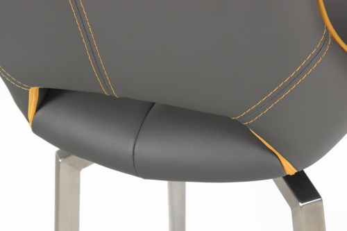 Mako Swivel Leather Effect Graphite Grey Bar Chair