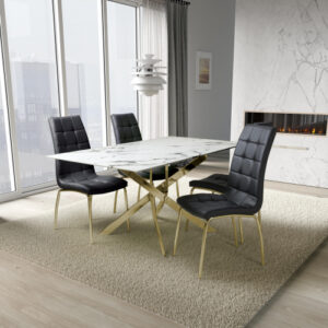Astoria 1.6m White & 4 Jenner Black with Gold legs Dining Set