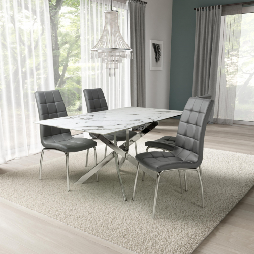 Astoria 1.6m White & 4 Jenner Grey with Silver legs Dining Set