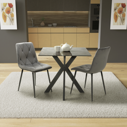 Tokyo 80cm Grey & 2 Vernon Grey Dining Set