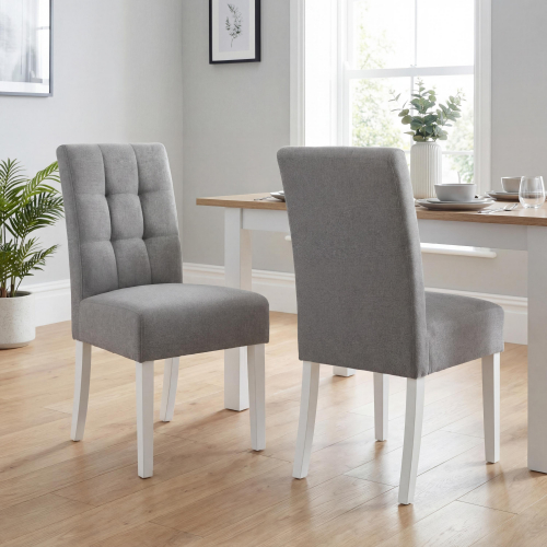 Moseley Linen Effect Silver Grey in White Legs