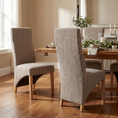 Baxter Wave Back Tweed Oatmeal Dining Chair