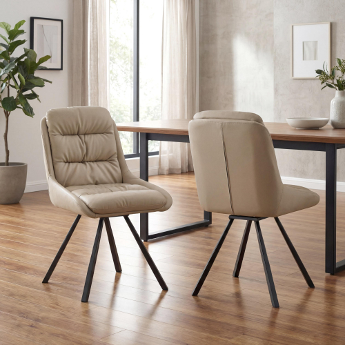 Arnhem Leather Effect Cream Dining Chair