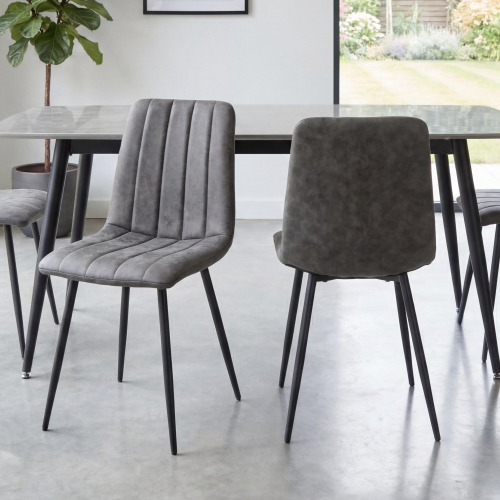 Lisbon Microfibre Grey Dining Chair