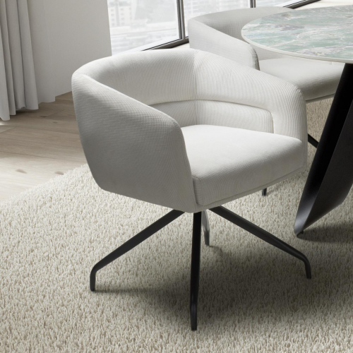 Artemis Corduroy White Swivel Chair