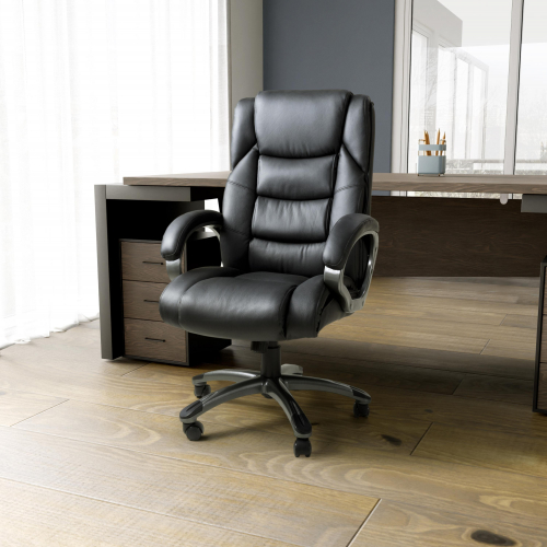 Regent Executive Leather Faced Black Office Chair