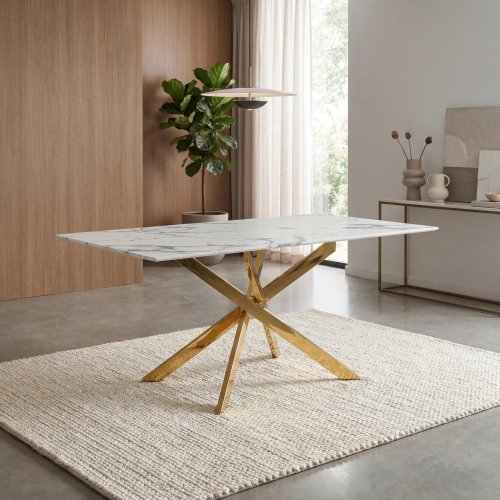 Astoria Medium 1.6m White/Gold Dining Table