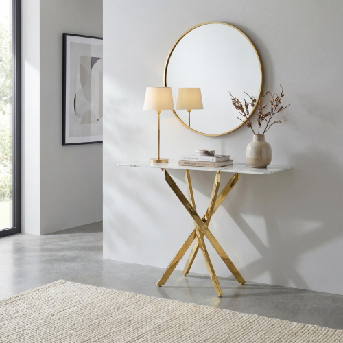 Astoria White/Gold Console Table