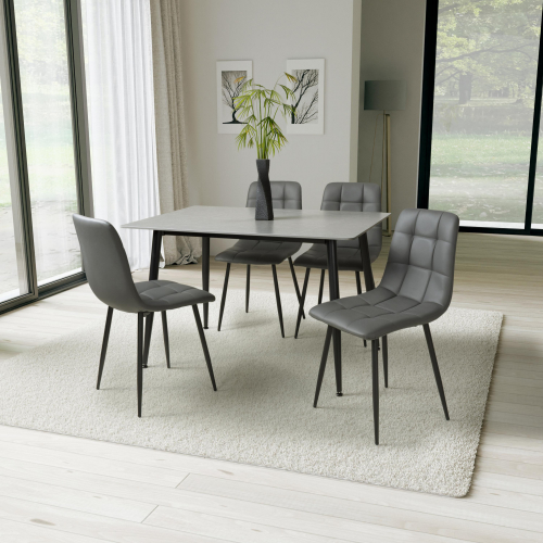 Monaco 1.2m Grey & 4 Madison Leather Effect Grey Dining Set
