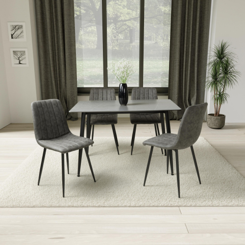 Monaco 1.2m Grey & 4 Lisbon Microfibre Grey Dining Set