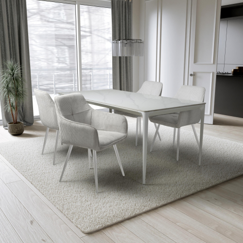 Montreal 1.6m & 4 Denver White Dining Set