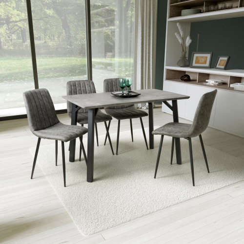 Loxdale 1.2m Grey & 4 Lisbon Microfibre Grey Dining Set