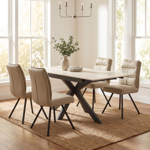 Amalfi 1.8m Extending & 4 Stylus Taupe Chairs Dining Set