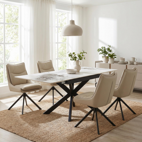 Tokyo Extender White & 4 Vogue Stone Dining Set