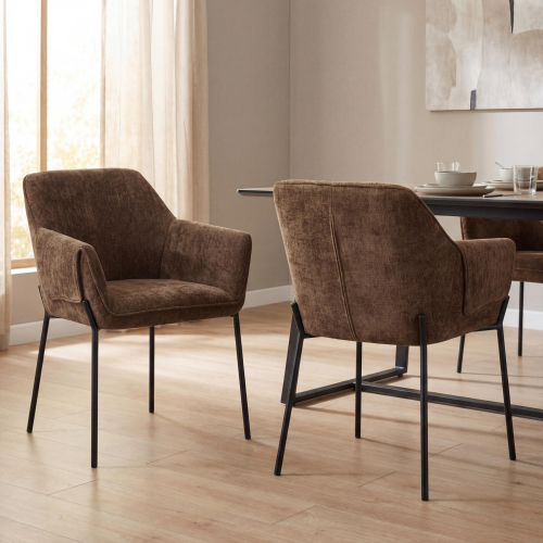 Milan Chenille Effect Brown Dining Chair