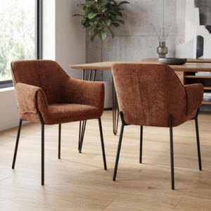 Milan Chenille Effect Burnt Orange Dining Chair
