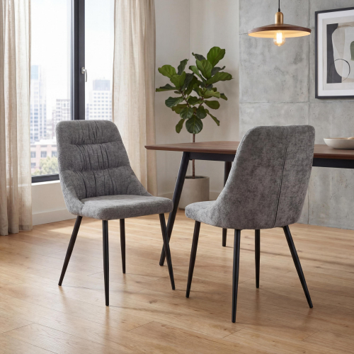 Rhodes Chenille Effect Grey Dining Chair
