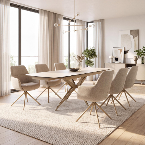 Naples 2.4m Extending & 6 Rimini Natural Dining Set