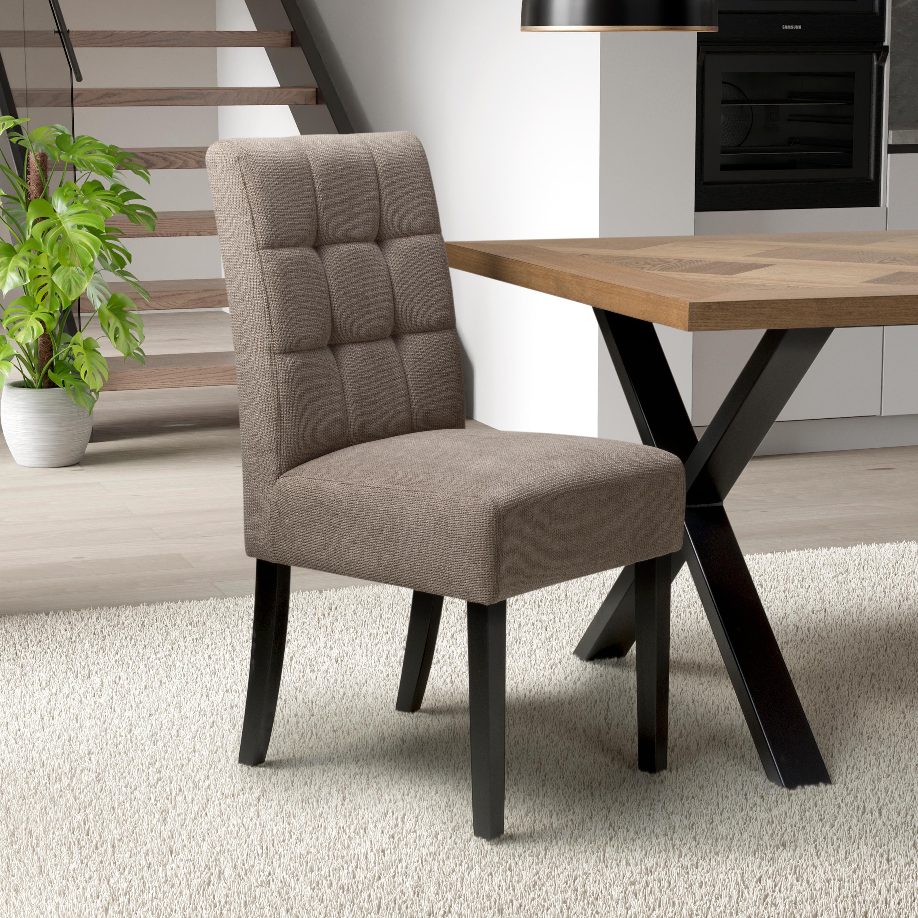 Moseley Flax Effect Light Brown Dining Chair in Black Legs