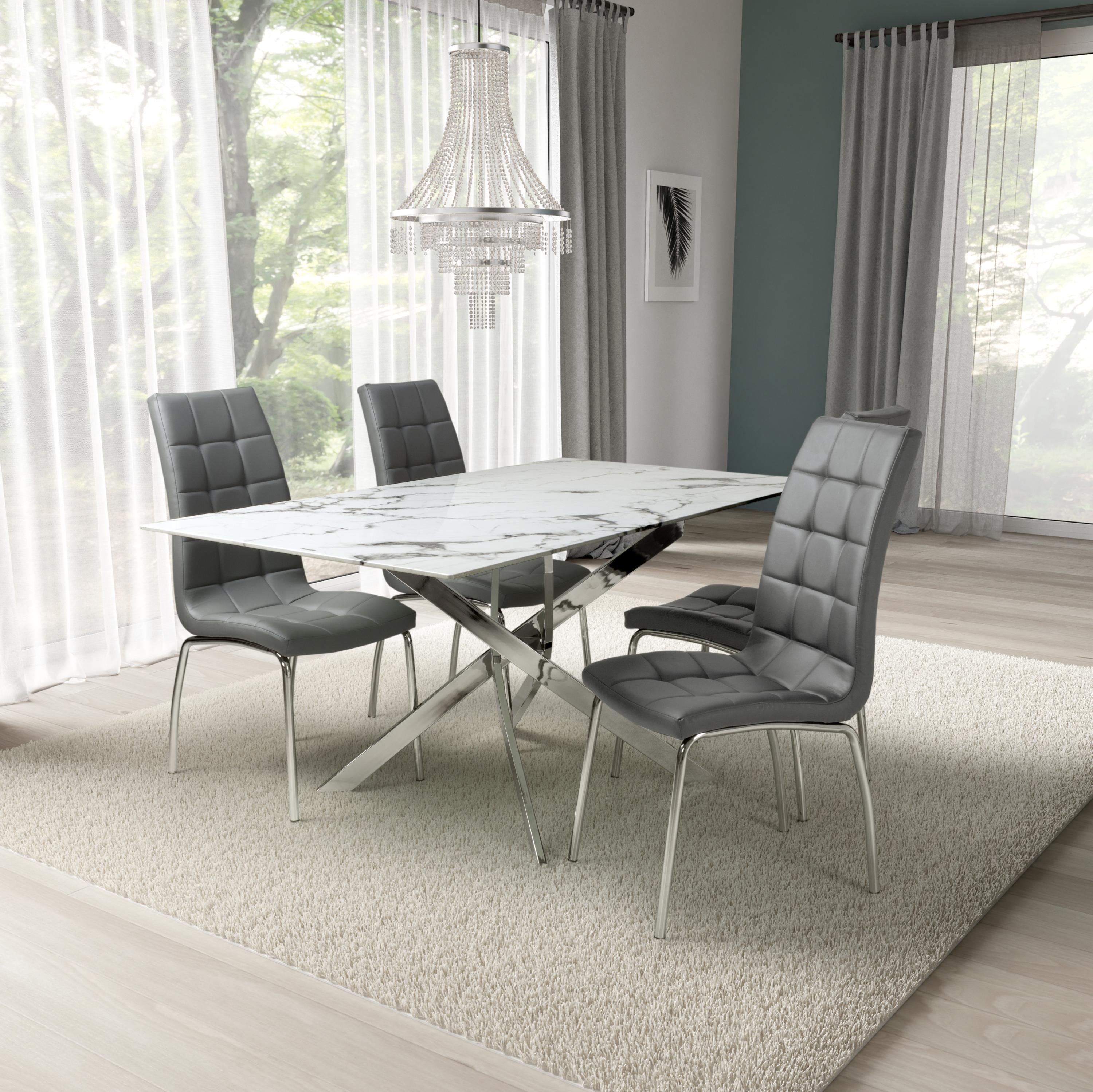 Astoria 1.6m White & 4 Jenner Grey with Silver legs Dining Set