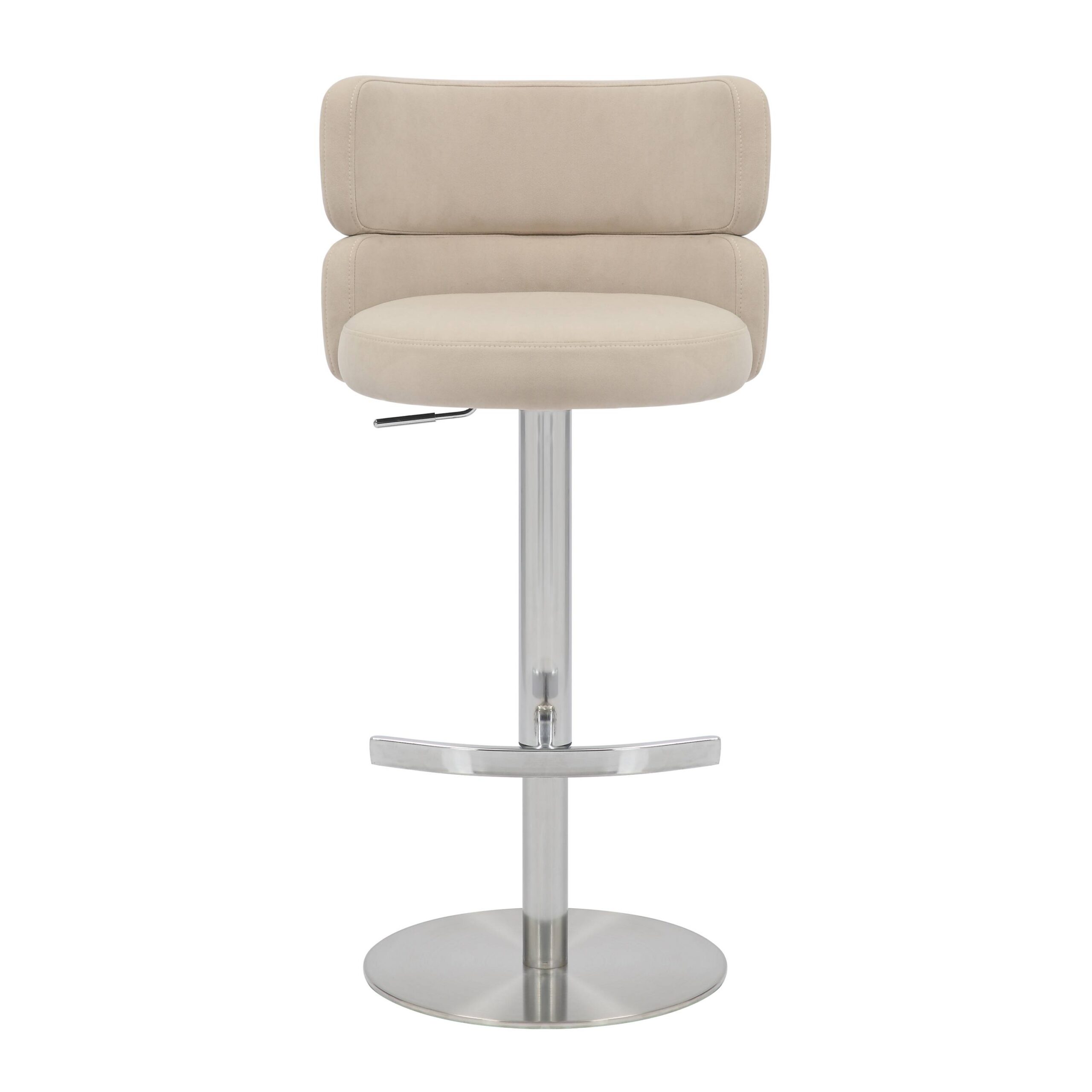 Mason Brushed Velvet Cream/Brushed Steel Bar Stool
