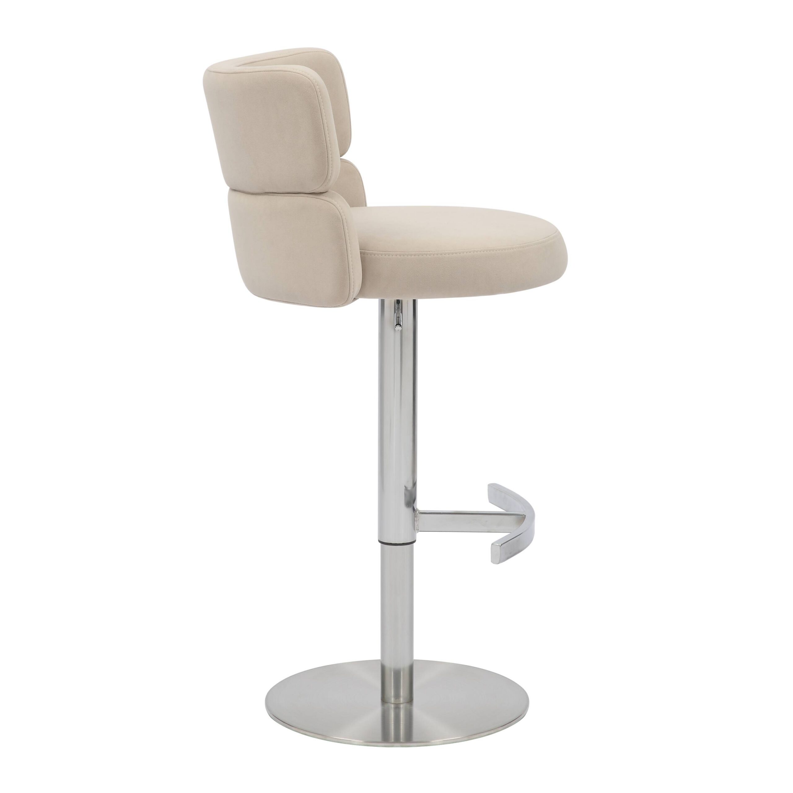 Mason Brushed Velvet Cream/Brushed Steel Bar Stool