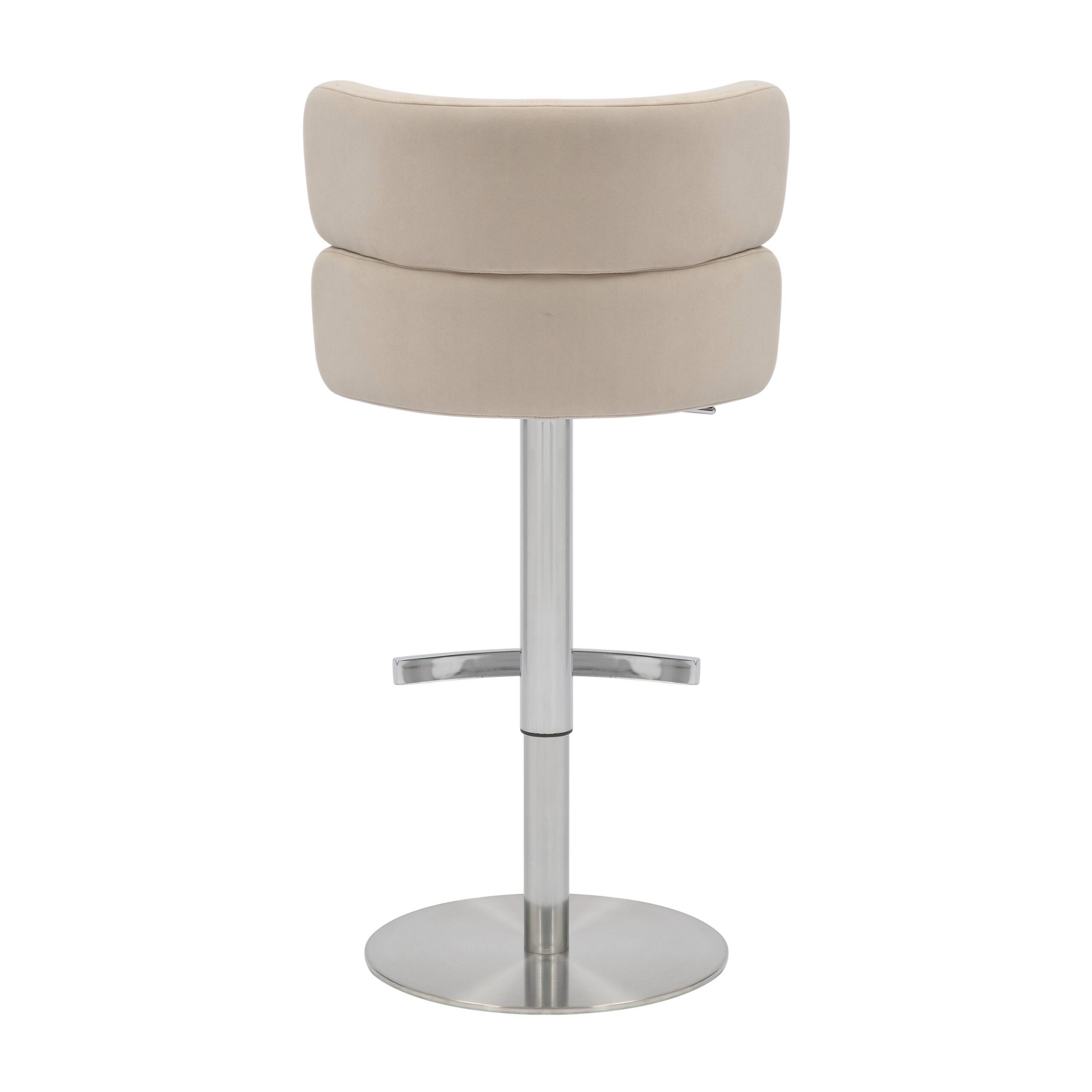 Mason Brushed Velvet Cream/Brushed Steel Bar Stool