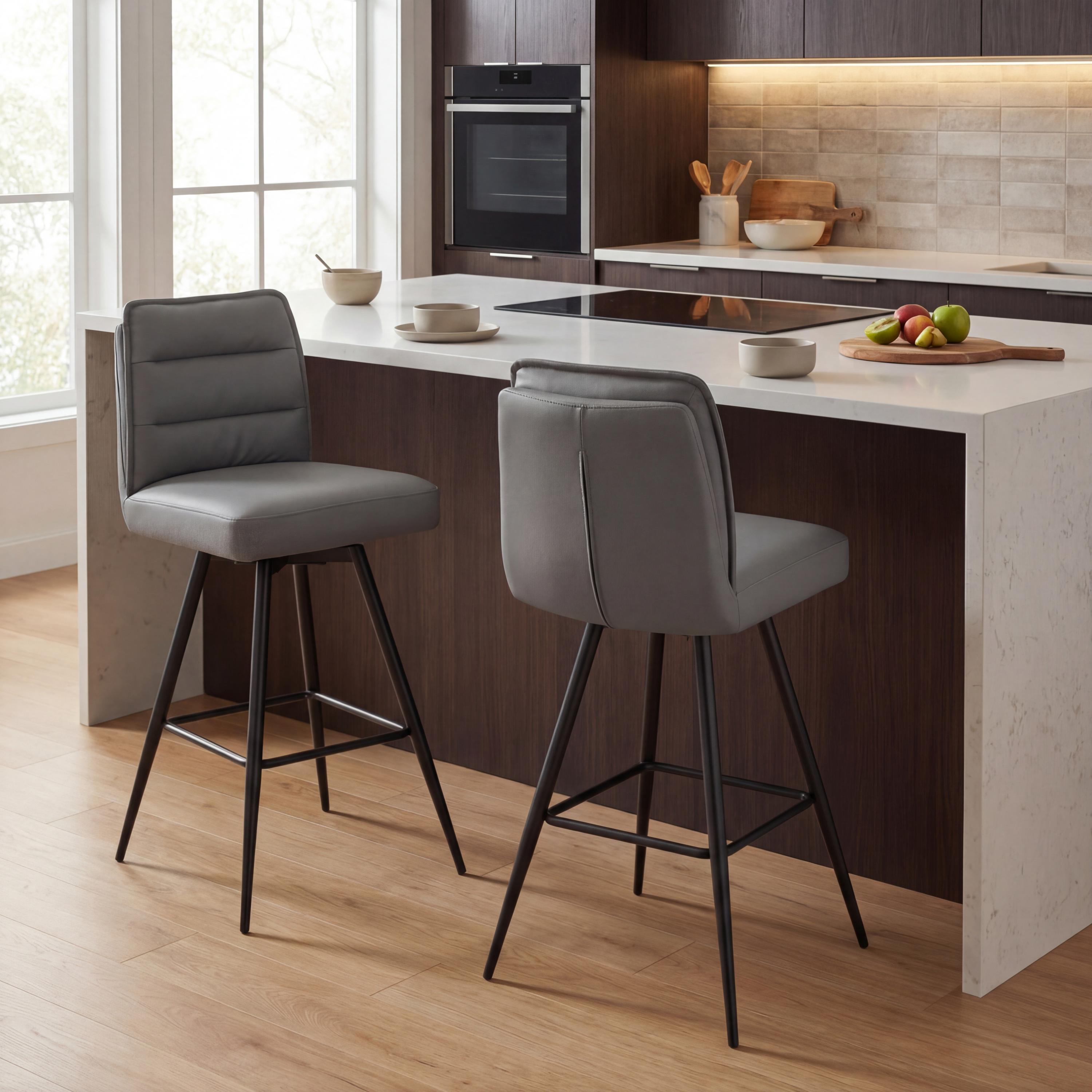 Stylus Leather Effect Dark Grey Bar Stool