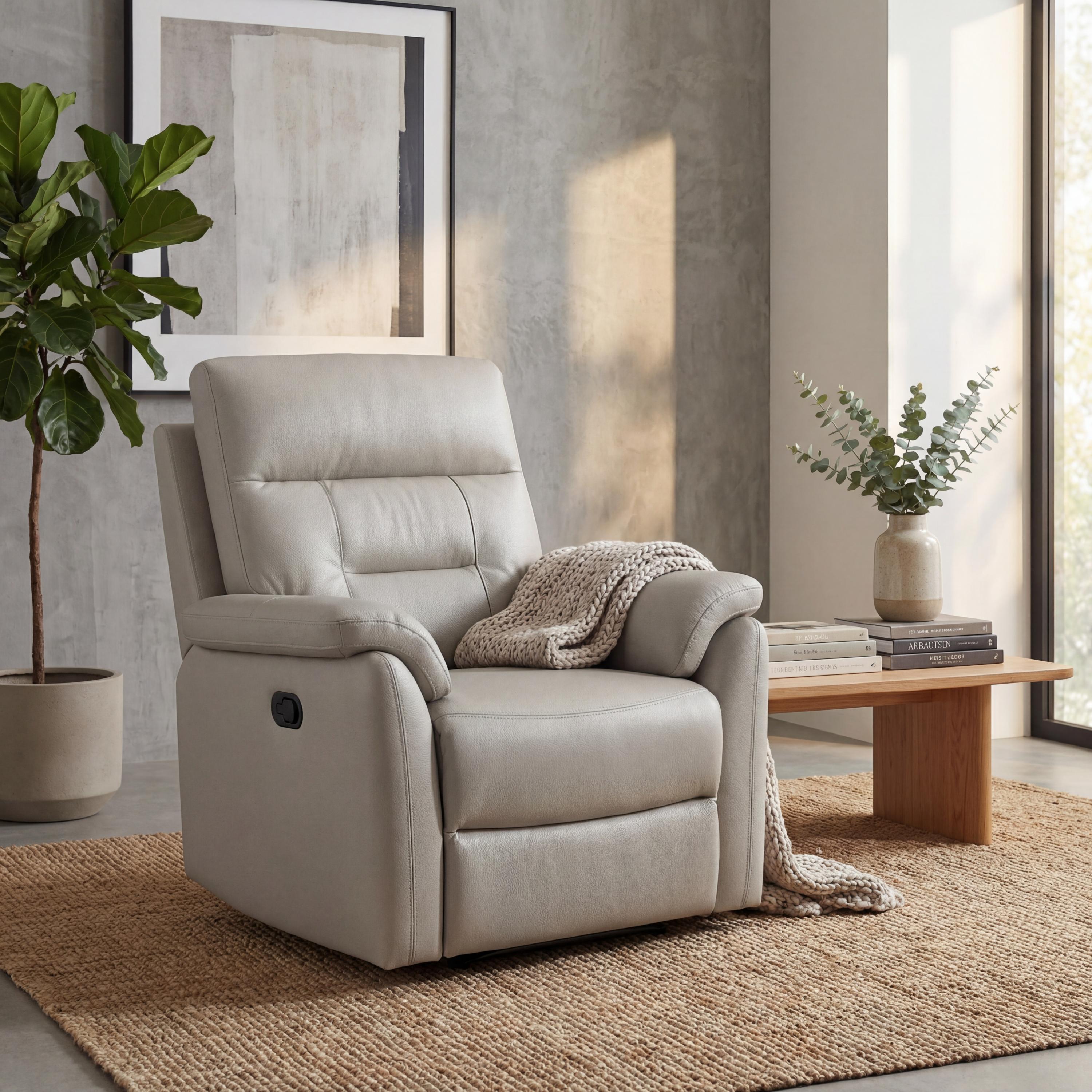Salerno Leather Effect Light Grey Electric Recliner