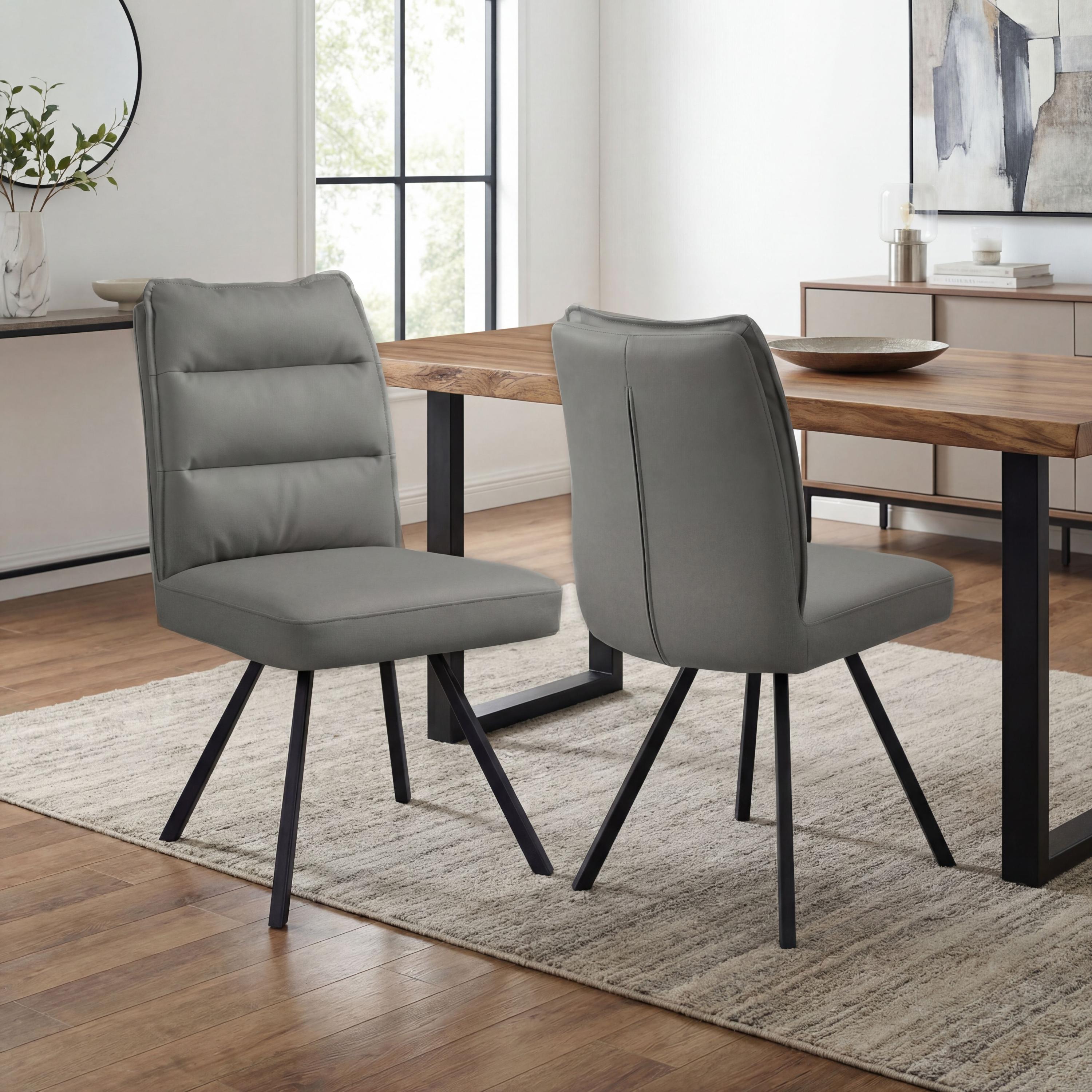 Stylus Leather Effect Dark Grey Dining Chair