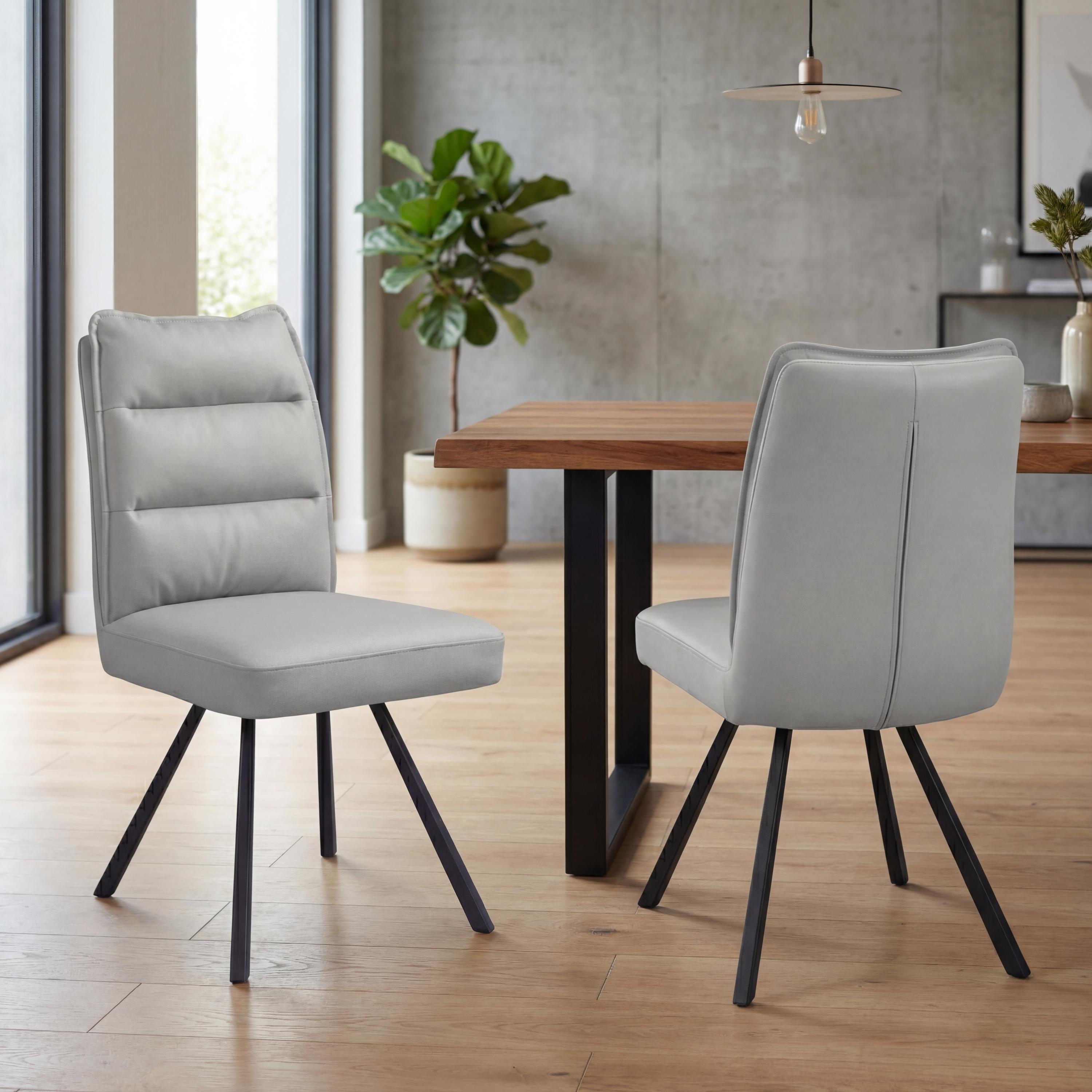 Stylus Leather Effect Light Grey Dining Chair