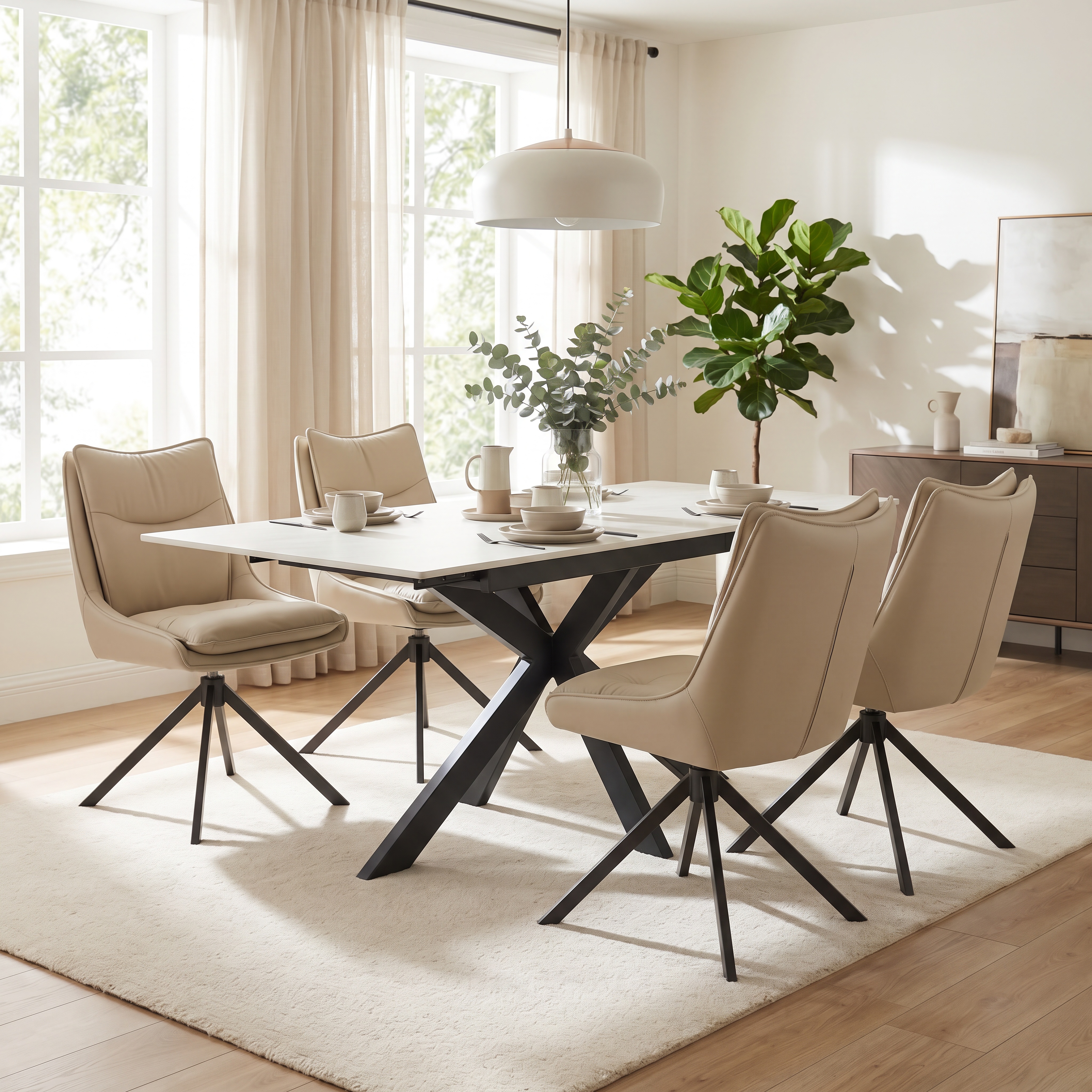 Amalfi 1.8m Extending & 4 Vogue Stone Chairs Dining Set