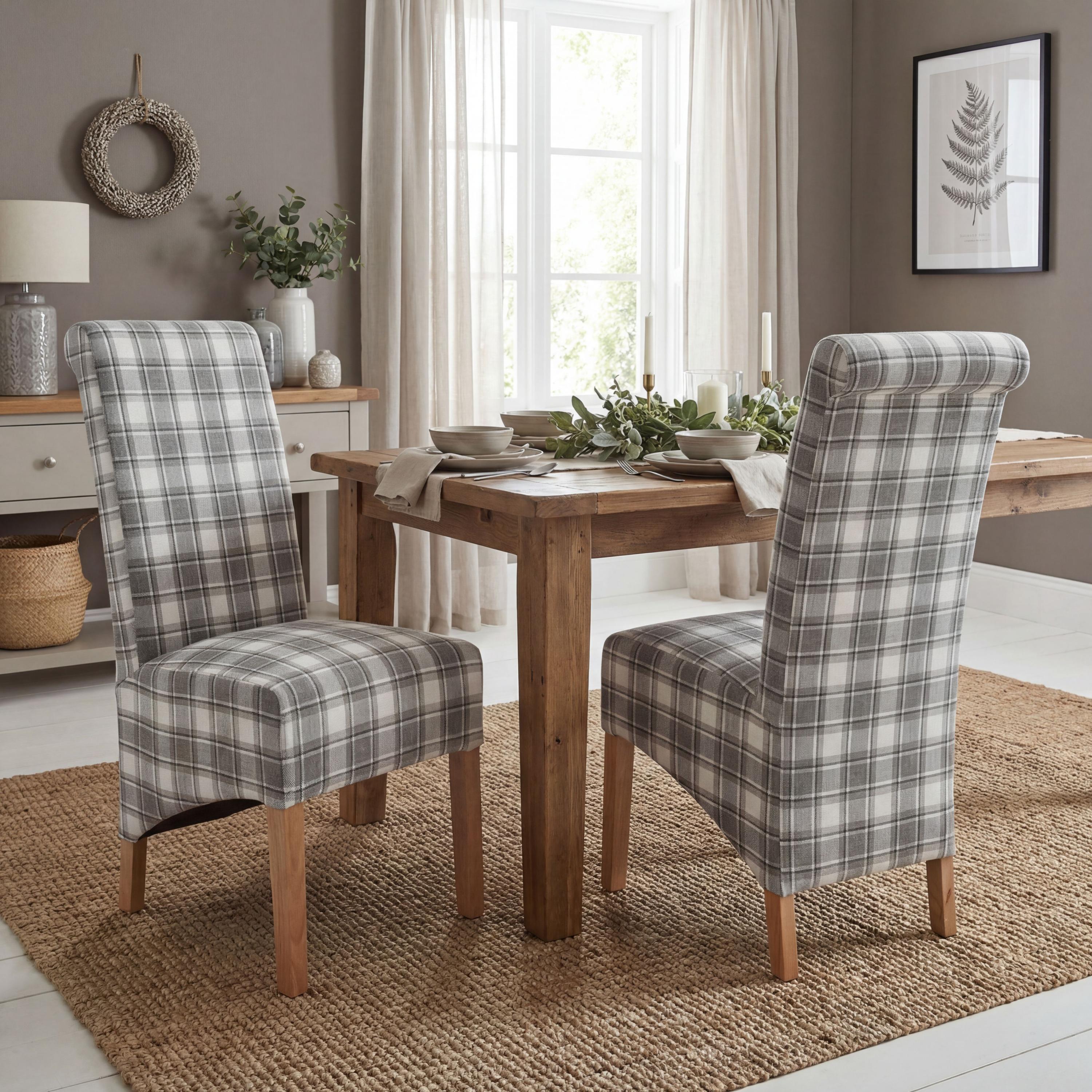 Krista Roll Back Herringbone Check Cappuccino Dining Chair