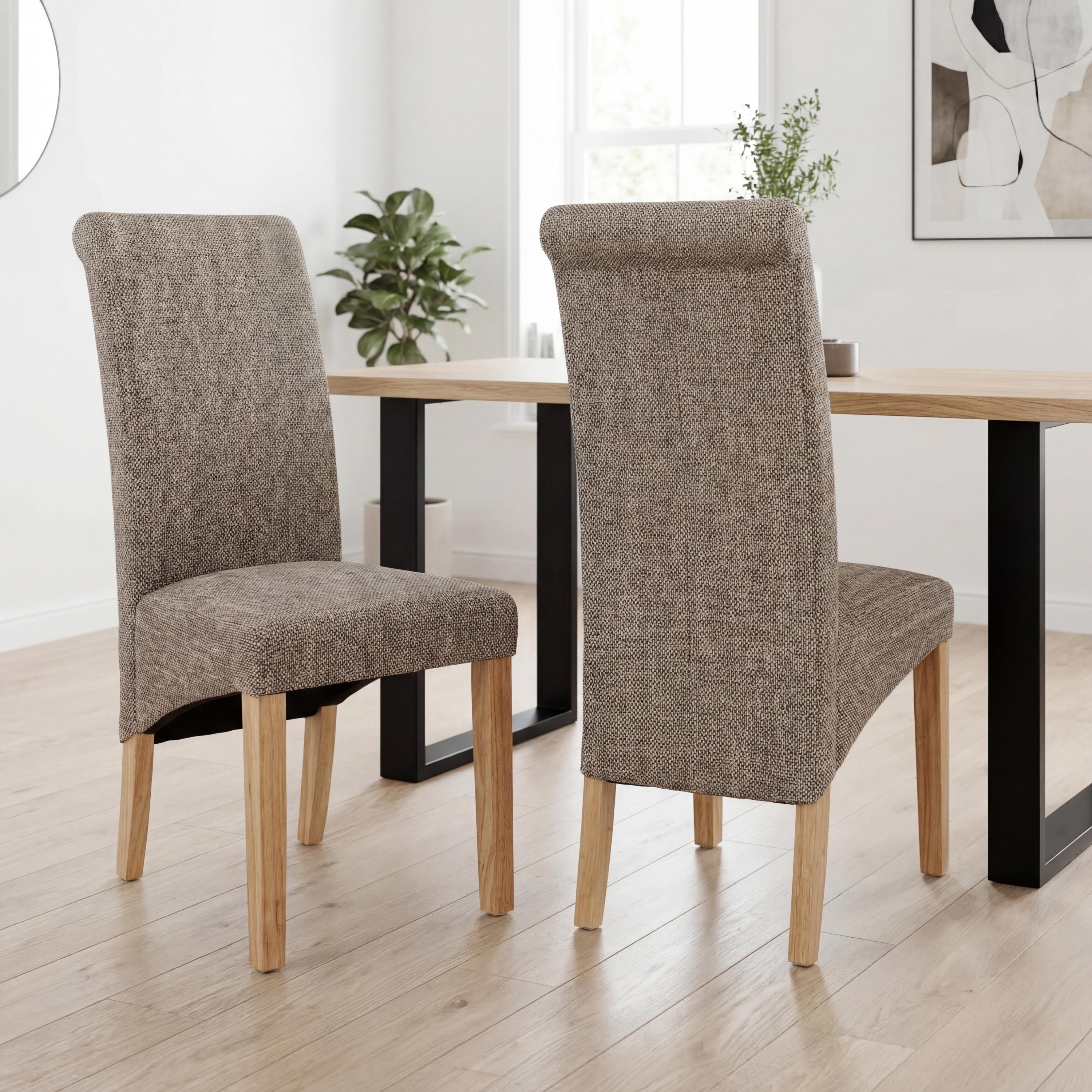 Karta Scroll Back Tweed Oatmeal Dining Chair