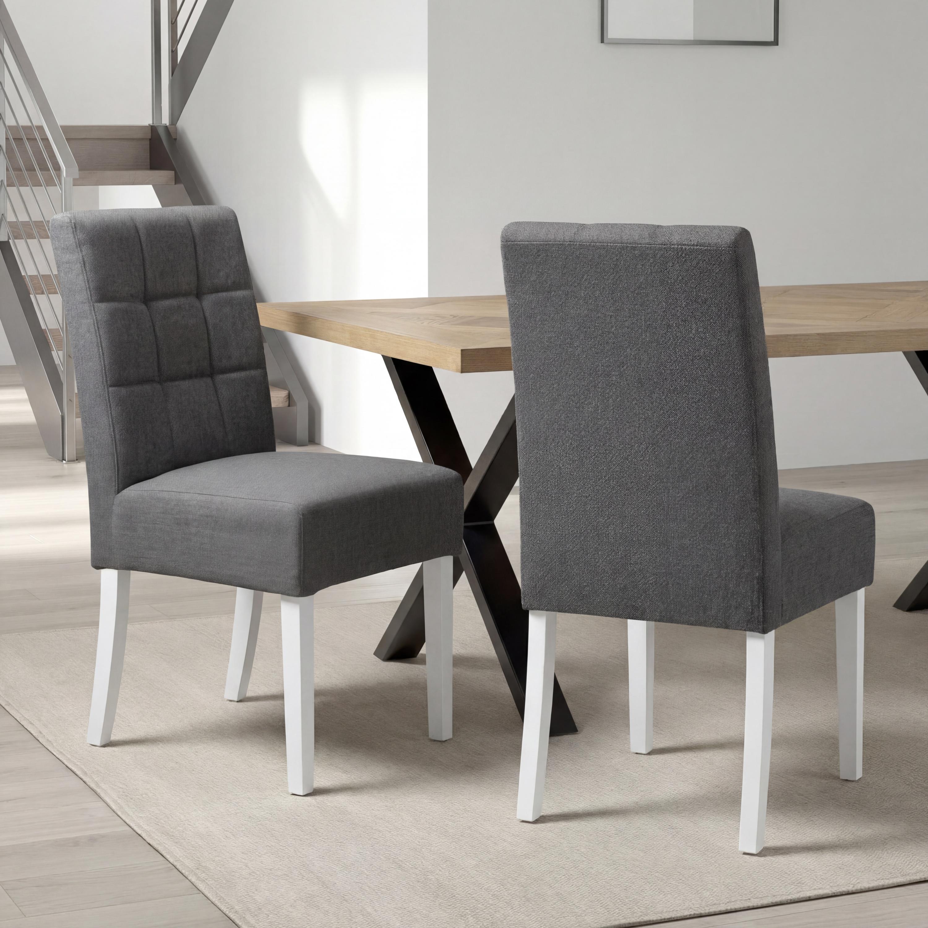 Moseley Linen Effect Steel Grey in White Legs