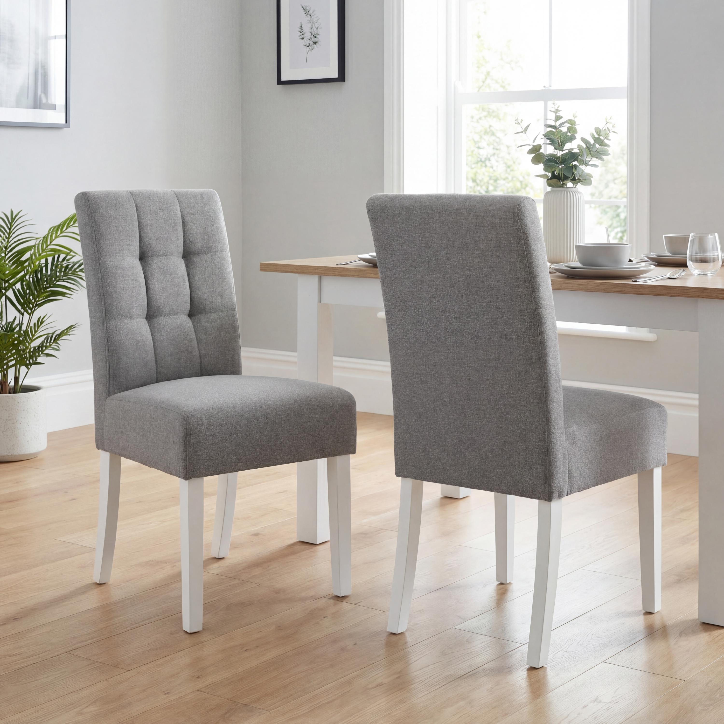 Moseley Linen Effect Silver Grey in White Legs