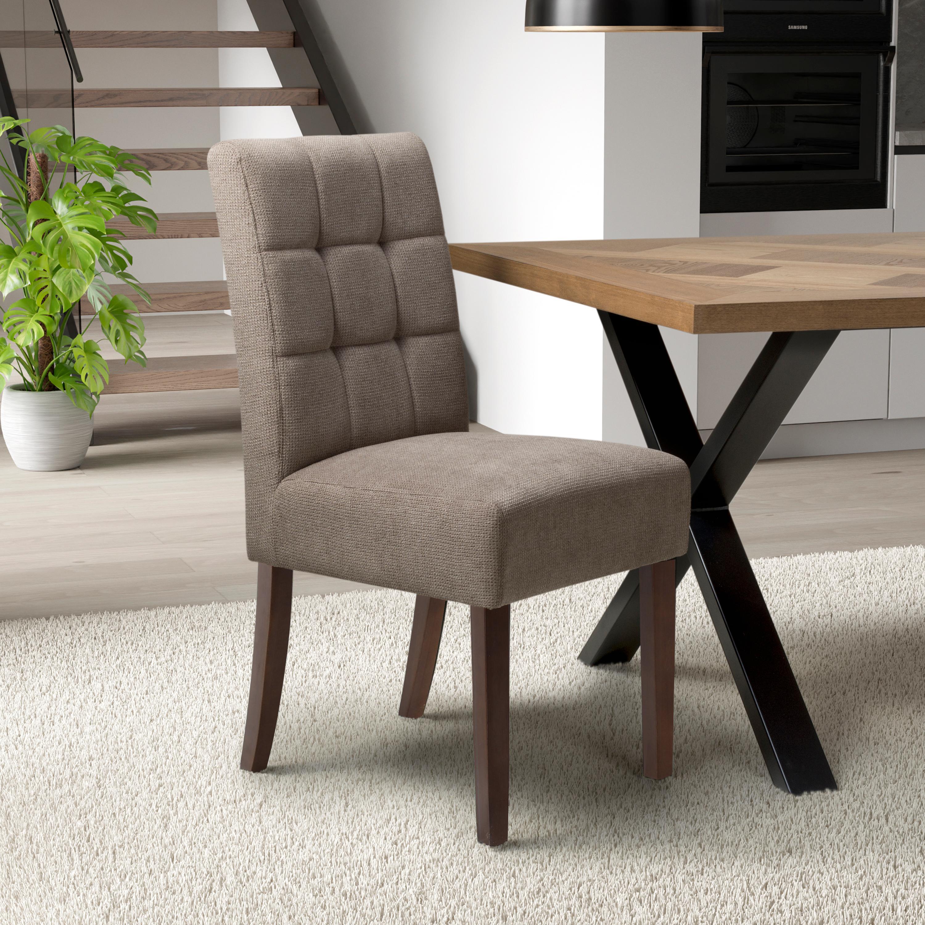 Moseley Flax Effect Light Brown Dining Chair in Walnut Legs